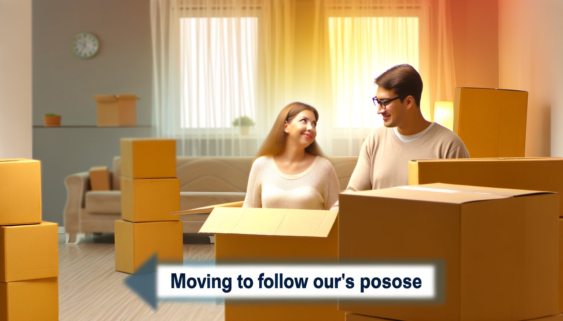 "Couple emballant des cartons pour déménager afin de suivre le travail du conjoint, guide pratique pour une transition en douceur"